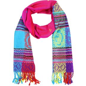 PASKMLNA Double Side Rainbow Silky Tropical Colorful Exotic Pashmina Wrap Shawl Scarf in Saudi Arabia