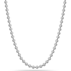 LeCalla Rhodium Plated Sterling Silver Italian 1.50 MM, 2 MM, 3 MM Ball Chain Necklace for Women and Men 16, 18, 20, 22, 24 Inches, 925 Sterling Silver Chain Made in Italy with Lobster-Clasp in Saudi Arabia