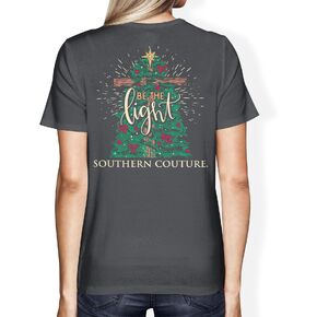 تي شيرت عيد الميلاد من القطن باللون الرمادي المنقط من Southern Couture Be The Light in Kuwait