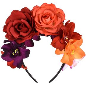 DreamLily Frida Kahlo Mexican Flower Crown Headband Dia de los muertos Headpiece Party Costume NC27 in Saudi Arabia