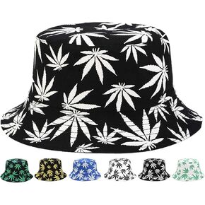 INOGIH Reversible Bucket-Hat Marijuana-Cannabis Weed Foldble Fisherman Hat Packable