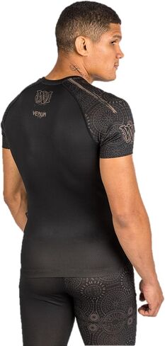 Venum Men's Santa Muerte Dark Side-Rashguard Short Sleeves-Black/Brown in Saudi Arabia