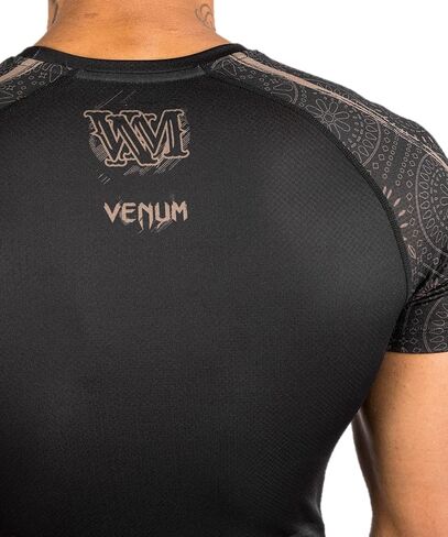 Venum Men's Santa Muerte Dark Side-Rashguard Short Sleeves-Black/Brown in Saudi Arabia