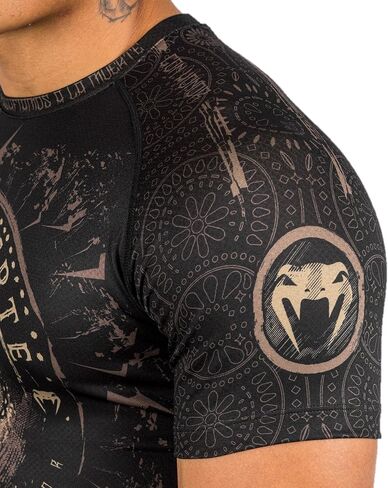 Venum Men's Santa Muerte Dark Side-Rashguard Short Sleeves-Black/Brown in Saudi Arabia