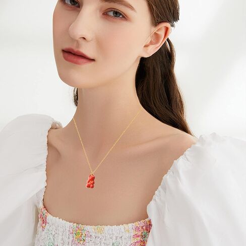 Chanaiqw 8 Pcs Colorful Resin Gummy Bear Pendant Necklace Cute Transparent Rainbow Candy Color Bear Chain Necklaces Accessories Lovely Animal Punk Party Jewelry for Women Girls Gifts Set in Saudi Arabia