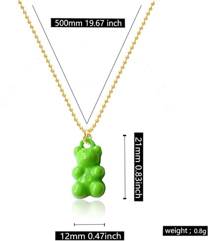 Chanaiqw 8 Pcs Colorful Resin Gummy Bear Pendant Necklace Cute Transparent Rainbow Candy Color Bear Chain Necklaces Accessories Lovely Animal Punk Party Jewelry for Women Girls Gifts Set in Saudi Arabia