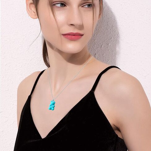 Chanaiqw 8 قطع ملونة الراتنج غائر الدب قلادة قلادة لطيف شفاف قوس قزح لون الحلوى الدب سلسلة القلائد الملحقات جميل الحيوان الشرير حزب مجوهرات للنساء الفتيات مجموعة الهدايا in Kuwait