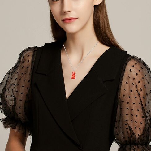 Chanaiqw 8 قطع ملونة الراتنج غائر الدب قلادة قلادة لطيف شفاف قوس قزح لون الحلوى الدب سلسلة القلائد الملحقات جميل الحيوان الشرير حزب مجوهرات للنساء الفتيات مجموعة الهدايا in Kuwait