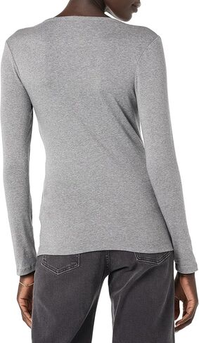Amazon Essentials Women's Ribbed Knit Long Sleeve Henley Slim Fit T-Shirt in Kuwait
