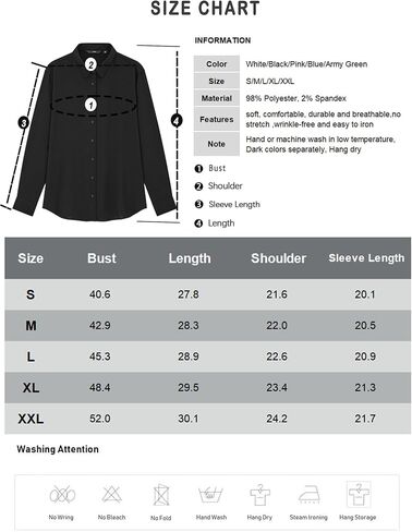 Button Down Shirts for Women Long Sleeve Collared Blouse Business Casual Tops in Saudi Arabia