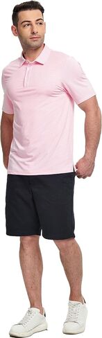 Striped Polo Shirts for Men - Short Sleeve Dry Fit Golf Polo Work Polo Shirts Tennis Golf Athletic Shirts in Kuwait