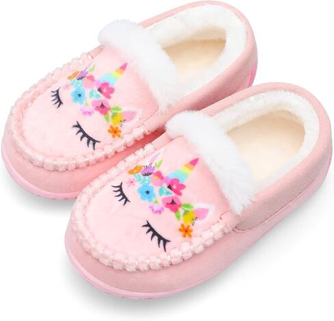 Scurtain Unisex Kids Toddler Slippers Suede Moccasin Slippers for Boys Girls Baby Lined with Warm Fur in Kuwait