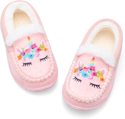 Scurtain Unisex Kids Toddler Slippers Suede Moccasin Slippers for Boys Girls Baby Lined with Warm Fur in Kuwait