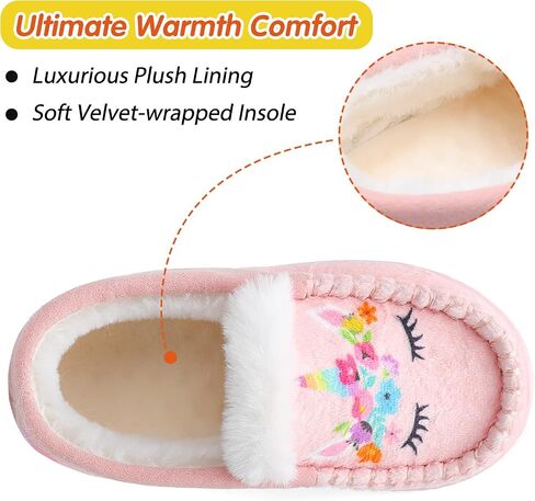 Scurtain Unisex Kids Toddler Slippers Suede Moccasin Slippers for Boys Girls Baby Lined with Warm Fur in Kuwait