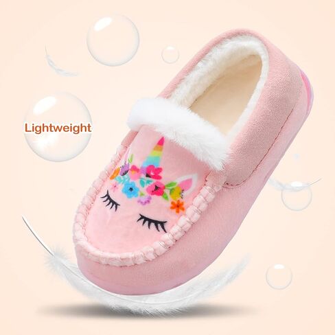 Scurtain Unisex Kids Toddler Slippers Suede Moccasin Slippers for Boys Girls Baby Lined with Warm Fur in Kuwait