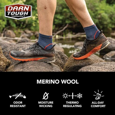 Darn Tough Men's Hiker Quarter Midweight with Cushion Hiking Sock (Style 1959) - Dusk Denim, X-Large in Saudi Arabia