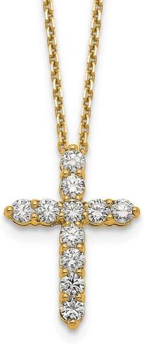 FB Jewels 14K White Gold True Origin Lab Grown Diamond VS SI D,E,F Cross Sterling Silver Pendant with Chain in Saudi Arabia