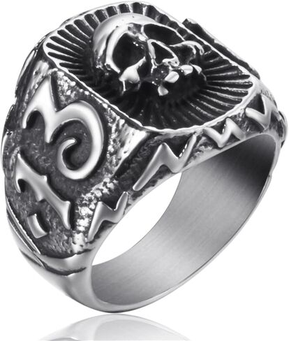 ELFASIO Skull Rings for Men Stainless Steel 13 Biker Ring High Polished, Silver Black Size 8,9,10,11,12,13 in Saudi Arabia