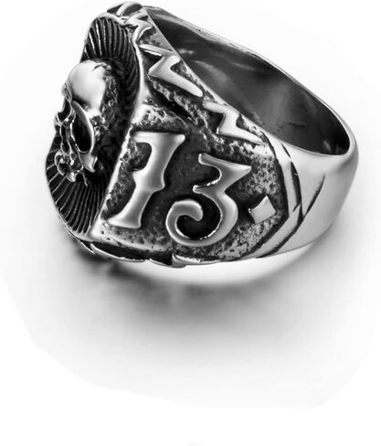 ELFASIO Skull Rings for Men Stainless Steel 13 Biker Ring High Polished, Silver Black Size 8,9,10,11,12,13 in Saudi Arabia
