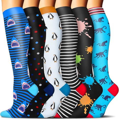 SunFeeling 6 Pairs Compression Socks for Women & Men Circulation, 20-30mmHg is Best Support for Running,Athletic,Sports in Saudi Arabia
