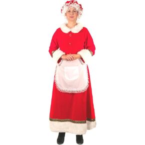 Opemon Mrs. Claus Costume for Women Deluxe Velvet Classic Christmas Santa Dress Suit Outfit Plus Size Dress with Bonnet Apron
