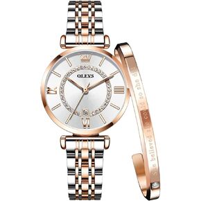 OLEVS Women Watches Japanese Quartz Waterproof Wristwatch Stainless Steel Strap Fashion Dress Luminous Lady Watch Bracelet Sets Valentines Day Gifts in Saudi Arabia