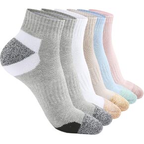 Womens Athletic Ankle Socks Cotton Thick Cushion Low Cut Running Sport Tab Socks 6 Pack