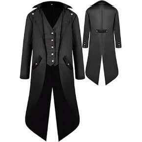BITSEACOCO Mens Gothic Medieval Tailcoat Jacket, Steampunk Vintage Victorian Frock High Collar Coat in Saudi Arabia