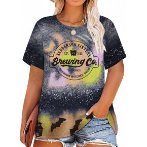 Halloween Shirt for Women Plus Size Funny Graphic Basic Witch Tops Casual T-Shirts Fall Hocus Pocus Shirts Tee