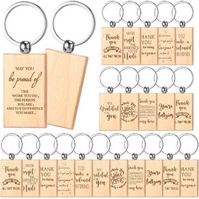 Queekay 50 Pcs Christmas Employee Thank You Gift for Women Appreciation Gifts Employee Gifts Wooden Keychain Blanks Wooden Key Ring Blank Keychains for Coworker Nurse Teacher Worker in Saudi Arabia