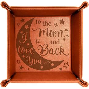 KATE POSH - I Love You to the Moon and Back Engraved Leather Catchall Valet Tray, Our 3rd Wedding Anniversary, 3 Years as Husband & Wife, Gifts for Her, for Him, for Couples (Rawhide) in Saudi Arabia