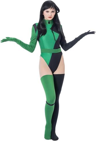 بدلة نسائية من RocailleCos أزياء Shego التأثيرية، بدلة Shego المثيرة، بدلة الهالوين الشريرة للغاية in Saudi Arabia