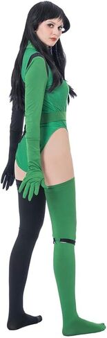 بدلة نسائية من RocailleCos أزياء Shego التأثيرية، بدلة Shego المثيرة، بدلة الهالوين الشريرة للغاية in Saudi Arabia