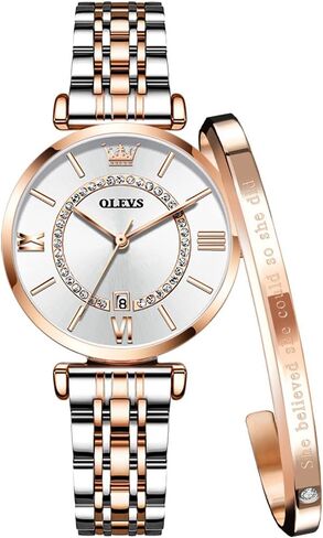 OLEVS Women Watches Japanese Quartz Waterproof Wristwatch Stainless Steel Strap Fashion Dress Luminous Lady Watch Bracelet Sets Valentines Day Gifts in Saudi Arabia