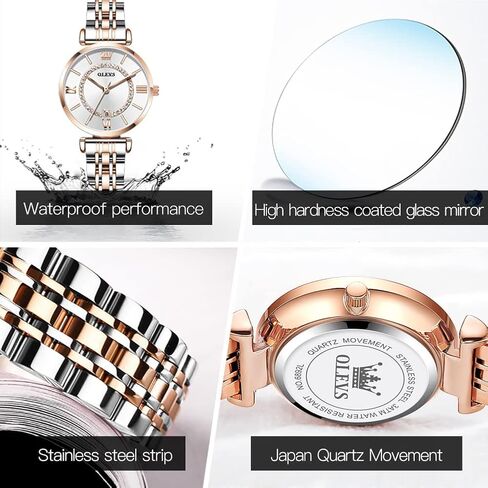 OLEVS Women Watches Japanese Quartz Waterproof Wristwatch Stainless Steel Strap Fashion Dress Luminous Lady Watch Bracelet Sets Valentines Day Gifts in Saudi Arabia