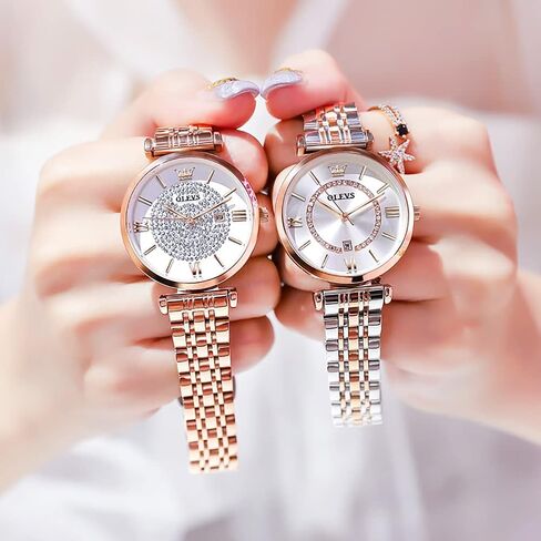 OLEVS Women Watches Japanese Quartz Waterproof Wristwatch Stainless Steel Strap Fashion Dress Luminous Lady Watch Bracelet Sets Valentines Day Gifts in Saudi Arabia