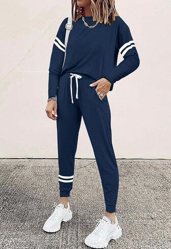 MASCOMODA 2024 Lounge Sets for Women Fall 2 Piece Outfits Tracksuit Jogger Set Long Sleeve Tops and Long Pants with Pockets in Kuwait