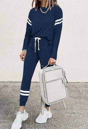 MASCOMODA 2024 Lounge Sets for Women Fall 2 Piece Outfits Tracksuit Jogger Set Long Sleeve Tops and Long Pants with Pockets in Kuwait