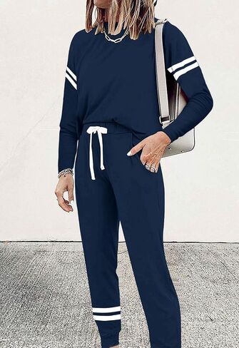 MASCOMODA 2024 Lounge Sets for Women Fall 2 Piece Outfits Tracksuit Jogger Set Long Sleeve Tops and Long Pants with Pockets in Kuwait