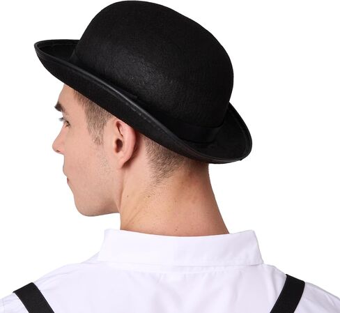 Spooktacular Creations Black Bowler Hat for Adults, Derby, Clown Bowler, Victorian Accessory for Children, Halloween Costume, Parties, Dress Ups in Saudi Arabia
