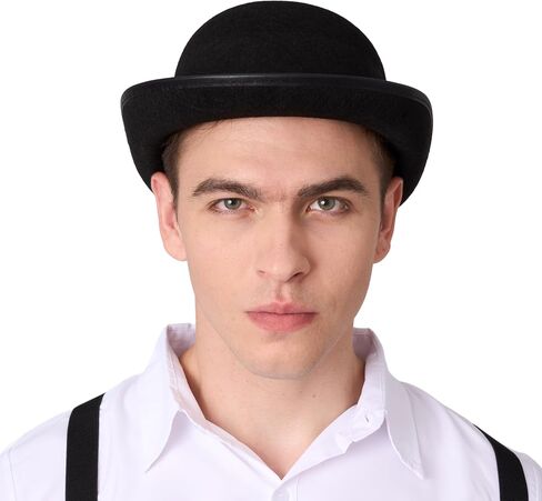 Spooktacular Creations Black Bowler Hat for Adults, Derby, Clown Bowler, Victorian Accessory for Children, Halloween Costume, Parties, Dress Ups in Saudi Arabia