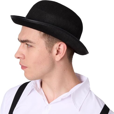 Spooktacular Creations Black Bowler Hat for Adults, Derby, Clown Bowler, Victorian Accessory for Children, Halloween Costume, Parties, Dress Ups in Saudi Arabia