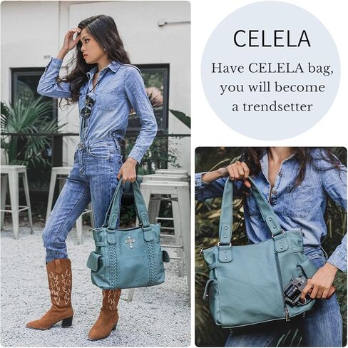 حقائب حمل مخفية من CELELA للنساء حقيبة كبيرة وحقيبة كتف مع حقائب يد متقاطعة على الطراز الغربي in Kuwait