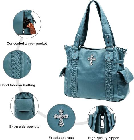 حقائب حمل مخفية من CELELA للنساء حقيبة كبيرة وحقيبة كتف مع حقائب يد متقاطعة على الطراز الغربي in Kuwait