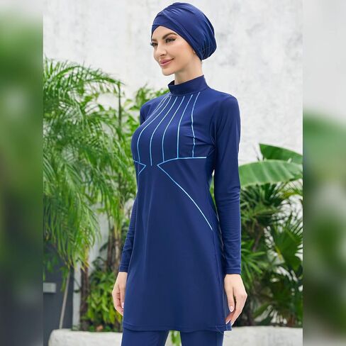 AWIBMK Muslim Swimsuits for Women Ruffled Full Coverage Swimwear Islamic Ladies Beachwear Swimming Burkini Hijab Swim Suit in Saudi Arabia