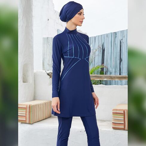 AWIBMK Muslim Swimsuits for Women Ruffled Full Coverage Swimwear Islamic Ladies Beachwear Swimming Burkini Hijab Swim Suit in Saudi Arabia