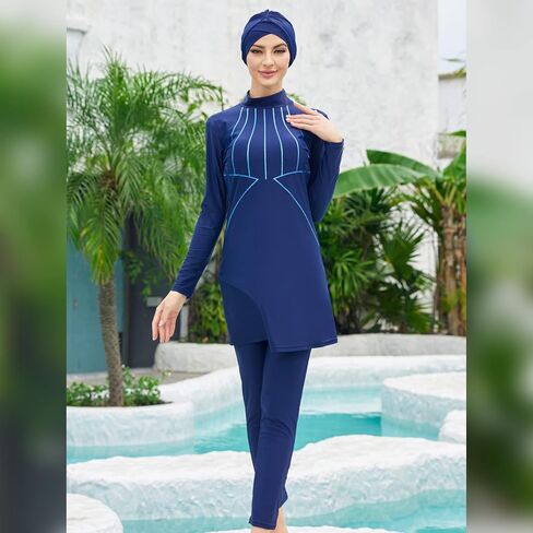 AWIBMK Muslim Swimsuits for Women Ruffled Full Coverage Swimwear Islamic Ladies Beachwear Swimming Burkini Hijab Swim Suit in Saudi Arabia
