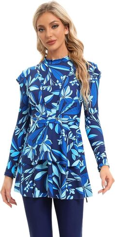 AWIBMK Muslim Swimsuits for Women Ruffled Full Coverage Swimwear Islamic Ladies Beachwear Swimming Burkini Hijab Swim Suit in Saudi Arabia