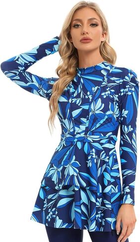 AWIBMK Muslim Swimsuits for Women Ruffled Full Coverage Swimwear Islamic Ladies Beachwear Swimming Burkini Hijab Swim Suit in Saudi Arabia