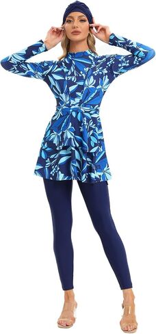 AWIBMK Muslim Swimsuits for Women Ruffled Full Coverage Swimwear Islamic Ladies Beachwear Swimming Burkini Hijab Swim Suit in Saudi Arabia